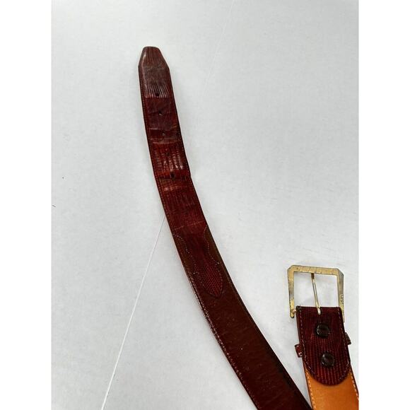 Nocona Mens Belt Size 46 Leather western Rodeo Brown Brass Buckle - Picture 3 of 13